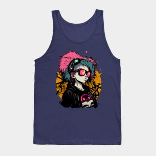 Anime Emo Nu Goth Girl Color Splash Tank Top